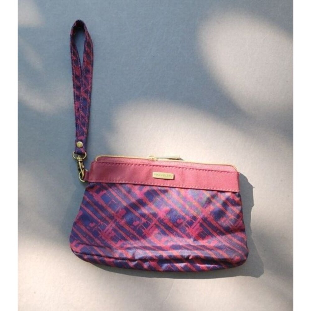 Travelon Nylon Wristlet  Zip Around Wallet Safe RFID Blocking Geometric Abstract
